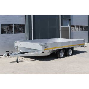 Eduard plateauwagen 406x220cm met aluminium borden, laadvloerhoogte 63cm en bruto laadvermogen 3500kg.